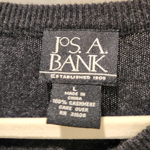Jos. A. Bank 100% Cashmere V-Neck Popover Sweater Men’s Size Large Charcoal Gray - Picture 8 of 8